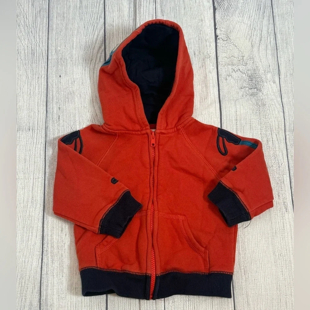 Gymboree Aviator Hoodie Jacket 12-24M - orange Zip-Up with Goggles Hood